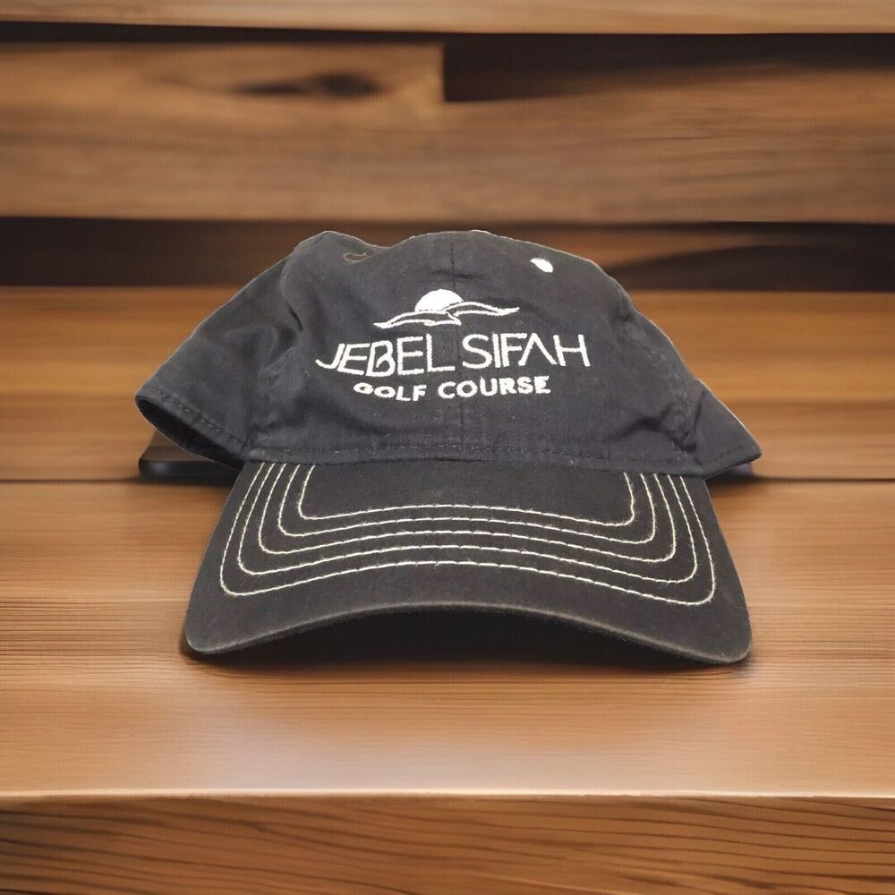 Jebel Sifah Golf Course Hat Cap Adjustable Strap Blue Gray White Stitching Logo